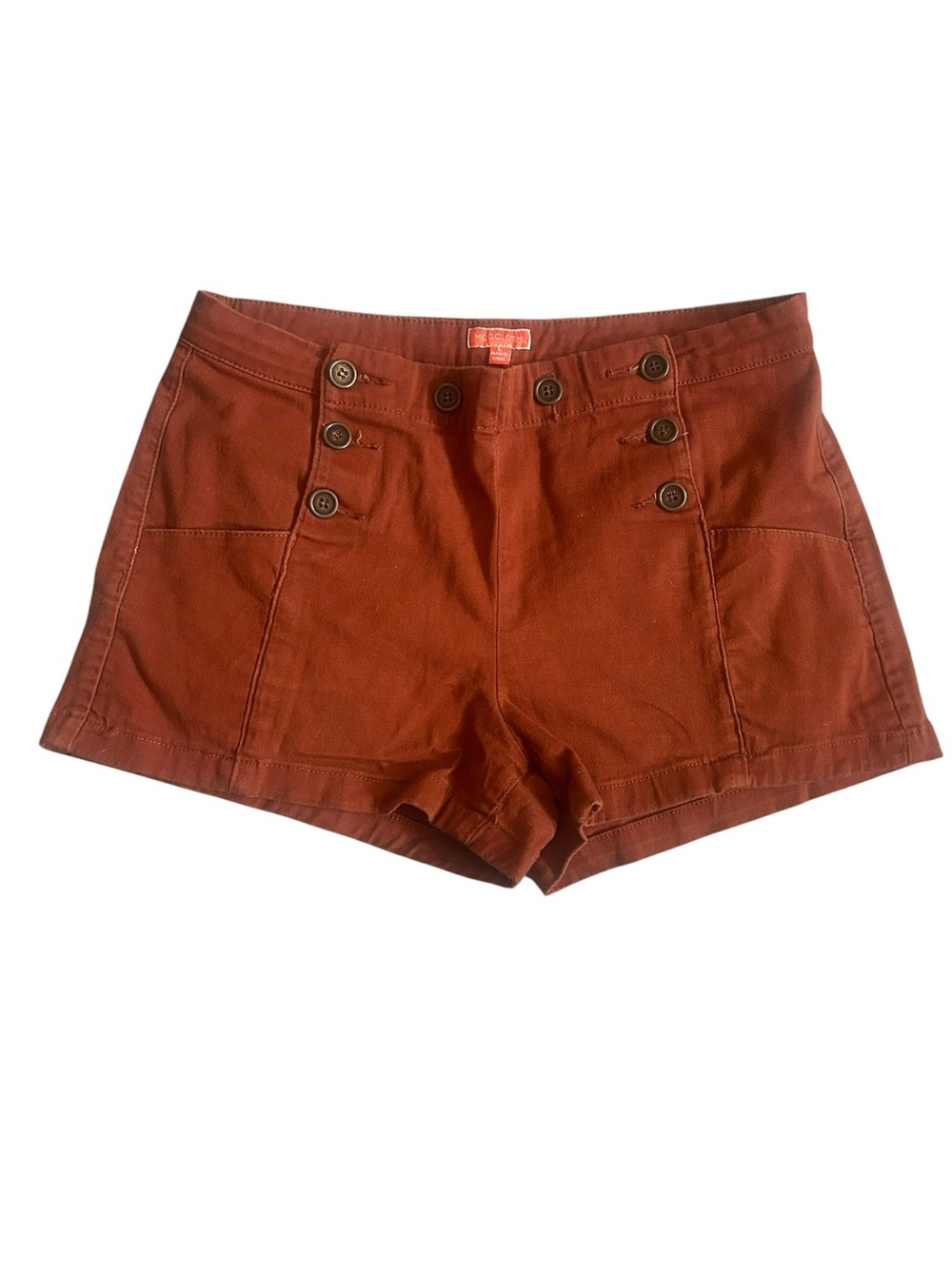 Modcloth Rust Orange Cotton Shorts with Double Sailor Button Detail in Large